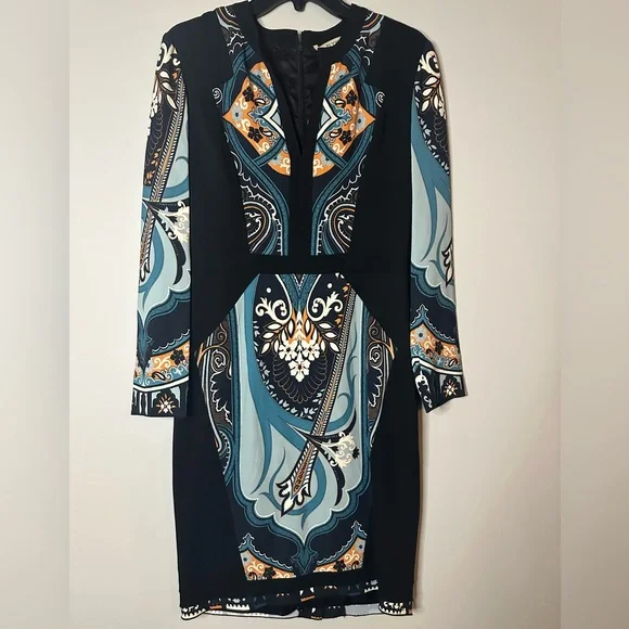 ETRO Paisley Print V-Neck Bohemian Shift Dress - Picture 4 of 8